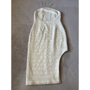 ELLIATT Ravish Textured Stripe Open Back White Dress‎ Asymmetric Hem XL